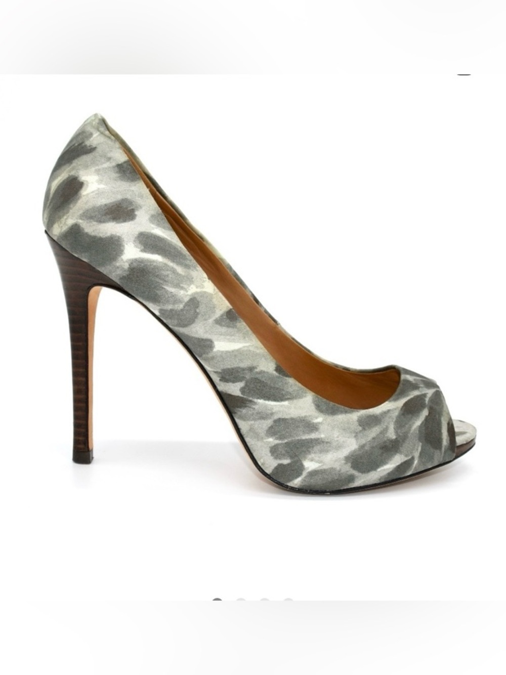 Ann Taylor Perfect Platform Dahlia Peep Toe Pumps Brush Strokes Gray Sliver SZ 9